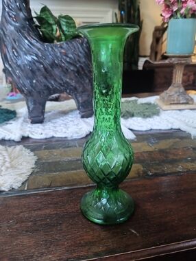 Vintage EO Brody Co. Green Glass Bud Vase